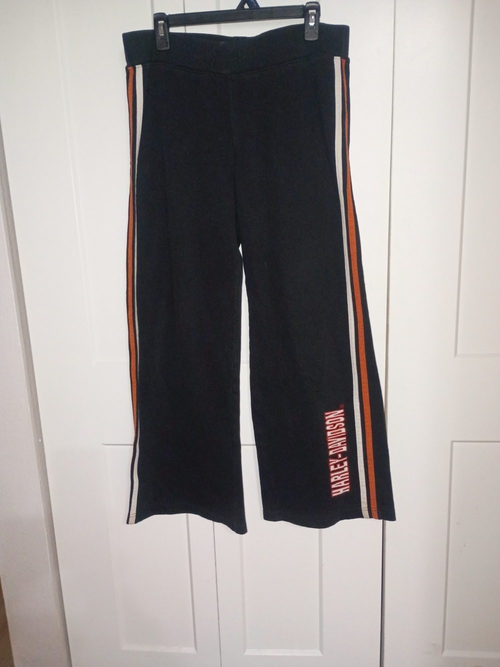 Harley-Davidson Black Sweatpants with Orange & White Side Stripes